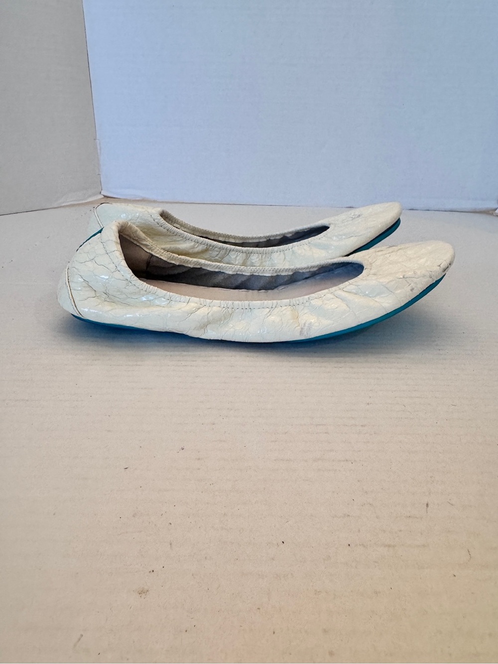 Tieks by Gavrieli Diamond White Croc Patent Leather Flats Size 11 Ballet Fold